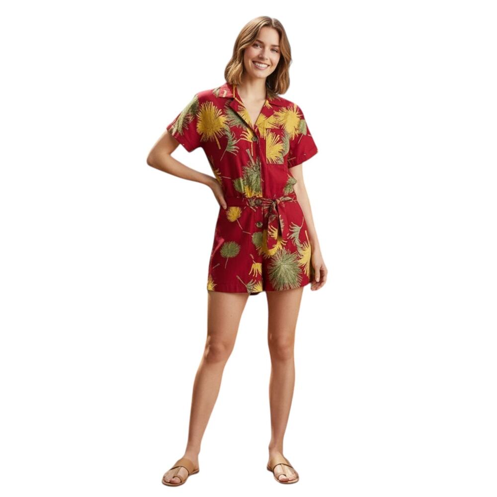 Free People Malibu Red Printed Romper, S